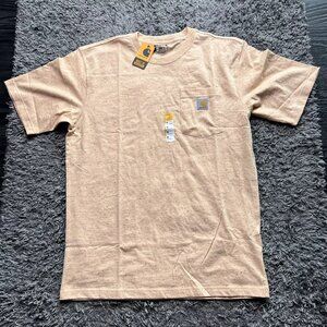 Carhartt Shirt Mens Medium Orange Short Sleeve Loose Fit Pocket Logo Work Casual